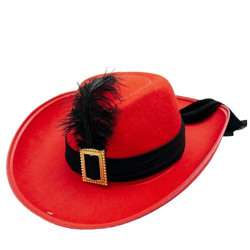 фото Красная мушкетерская шляпа (12252), ⌀ 61 см. fiestas guirca