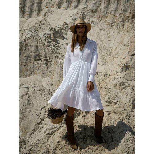 фото Платье myari, муслин, в стиле бохо, размер 42/46, белый