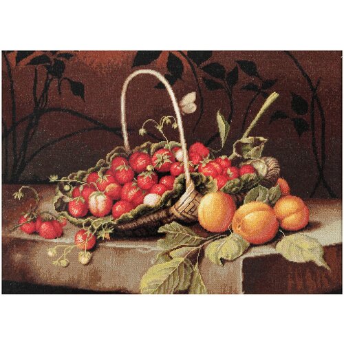 фото Luca-s набор для вышивания корзина с клубникой и персиками, 46.5 x 34 см, b487