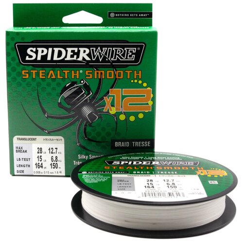 фото "плетеная леска spiderwire stealth smooth 12 braid полупрозрачная 0,13 мм., 12,7 кг., 150 м. (1507365)"