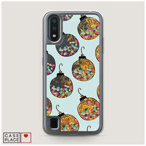 фото Чехол жидкий с блестками samsung galaxy a01 шарики с конфетти case place