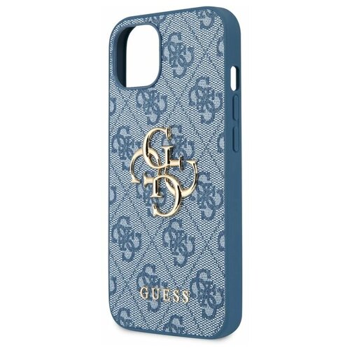 фото Guess для iphone 13 чехол pu 4g big metal logo hard blue