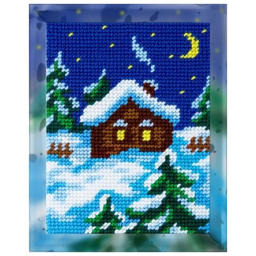 фото Набор для вышивания с пряжей bambini арт.x2257 зимняя ночь 15х20 см borovsky-sons