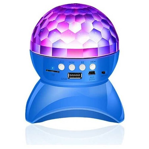 фото Диско шар проектор светодиодный с bluetooth, usb-флешка, fm-радио, синий happyko