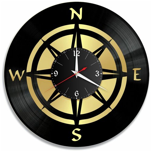 фото Настенные часы redlaser компас золото, из винила, №1 vc-10789-1