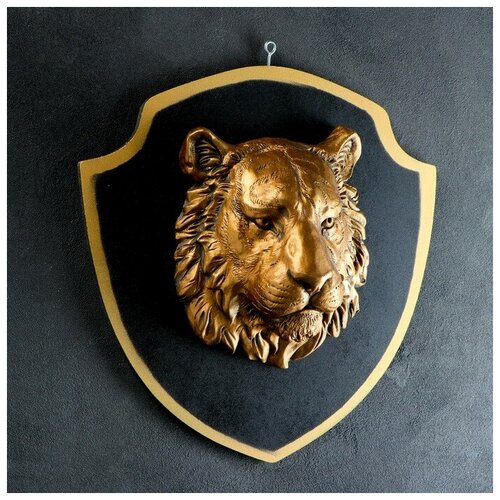фото Хорошие сувениры панно "голова тигра" бронза, щит черный 40см