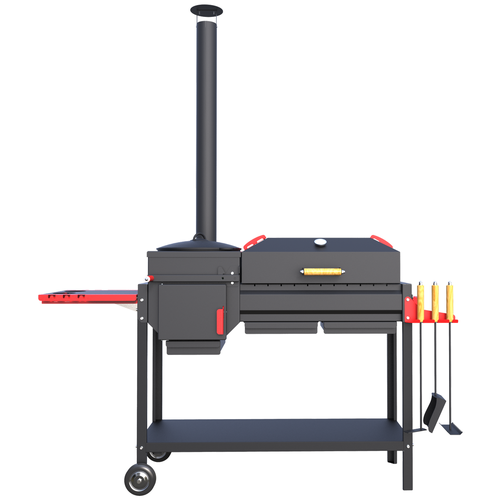 фото Печь-мангал grillver "искандер стандарт эйр"с крышкой гриль и решеткой из нерж. стали