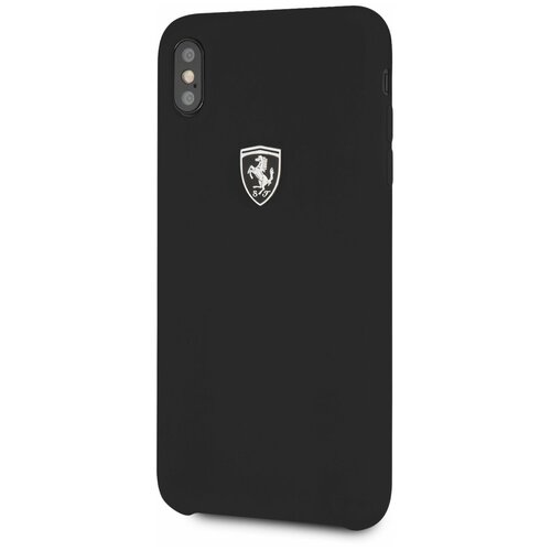 фото Чехол ferrari для iphone xs max silicone rubber silver logo hard black