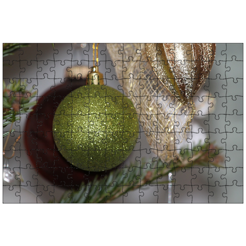 фото Магнитный пазл 27x18см."деко, рождественские украшения, мяч" на холодильник lotsprints