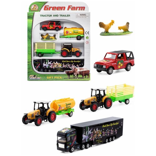 фото Детский металлический набор serinity toys, ферма, с желтым трактором
