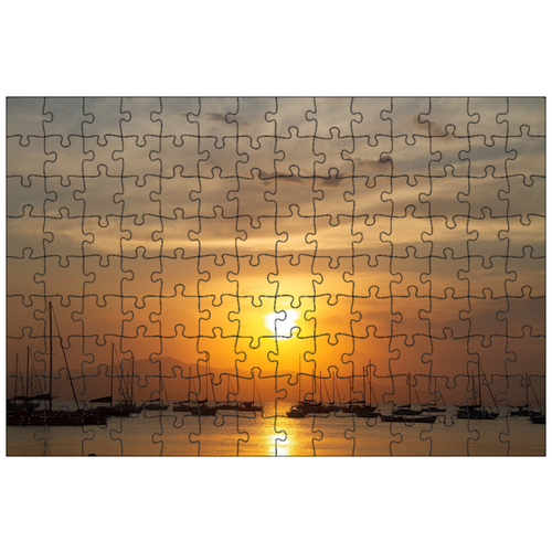фото Магнитный пазл 27x18см."солнце, лодка, заход солнца" на холодильник lotsprints