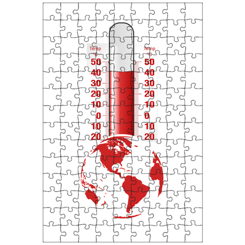 фото Магнитный пазл 27x18см."изменение климата, термометр, температура" на холодильник lotsprints