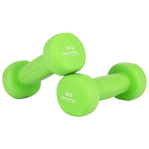 фото Гантель 2кг kett-up keller fitness, ku155.2, 2 штуки, неопреновая, цвет зеленый