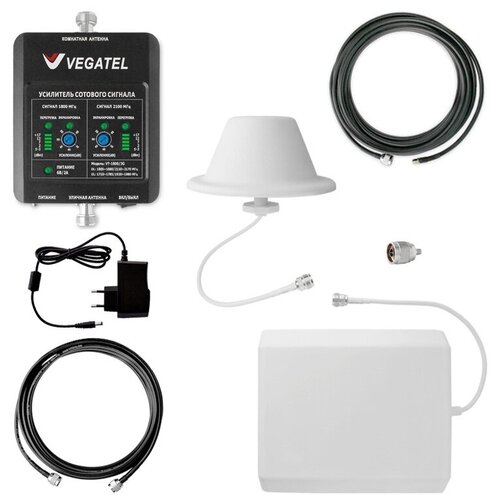 фото Комплект vegatel vt - 1800/3g- kit (офис, led) усилитель сигнала 2g dcs (gsm) 1800мгц 3g umts 2100мгц 4g lte 1800мгц вегател