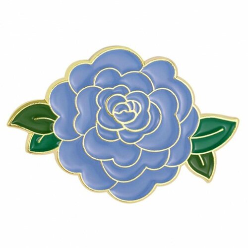фото Брошь брошь-значок металлическая цветок роза голубая эмаль tov-0358 основа золотого цвета с клипсой 32х22 мм, цена за 1 шт. поделки.рф