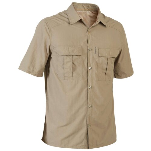 фото Рубашка с короткими рукавами для охоты легкая и "дышащая" sg100 , размер: 3xl, цвет: хаки solognac х декатлон decathlon