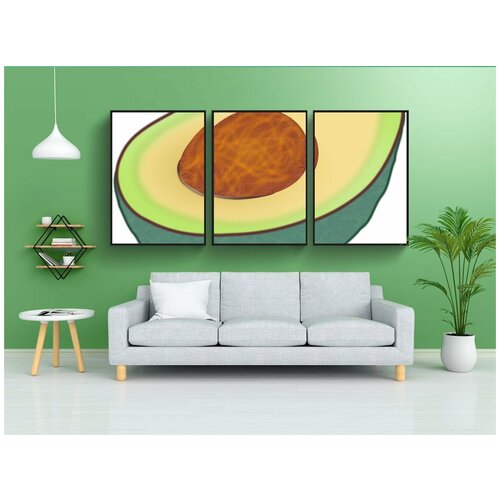 фото Модульный постер "авокадо, еда, резать" 180x90 см. из 3х частей в тубусе, без рамки lotsprints