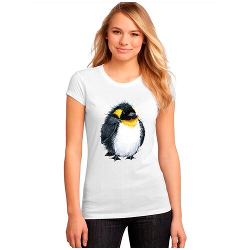 фото "женская белая футболка пингвин, ноги, клюв". размер xs drabs
