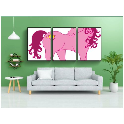 фото Набор модулных постеров для интерьера "пони, лошадь, розовый" 60x90 см. в тубусе, без рамки lotsprints