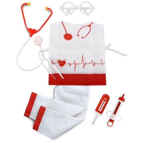 фото Набор доктора детский мега тойс медик 7 предметов (штаны, накидка, колпак, стетоскоп, очки, шприц, градусник)