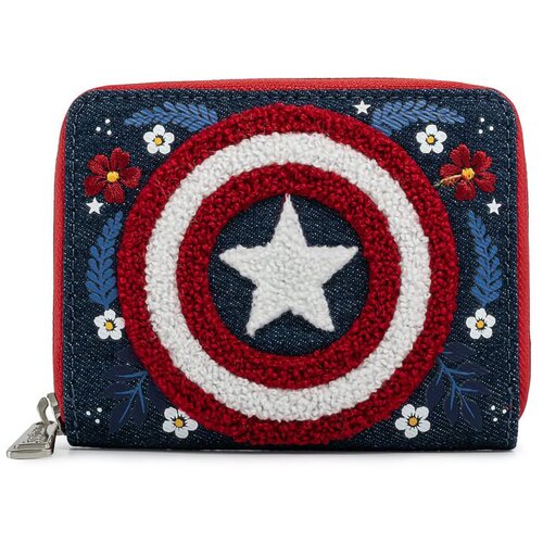 фото Кошелек loungefly marvel captain america 80th anniversary floral sheild zip around wallet mvwa0157