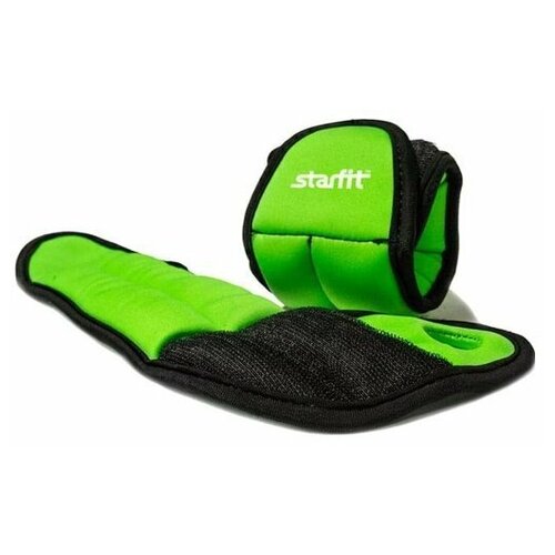 фото Утяжелители для рук starfit wt-201 "эргономичные" 1 кг*2шт, зеленые/черные (1115155)