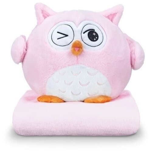 фото Мягкая игрушка сова 3 в 1 / плед игрушка подушка / розовая сова с одеялом сова с пледом
