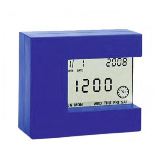 фото Цифровой комнатный термометр с часами стеклоприбор т-08, голубой (402344)