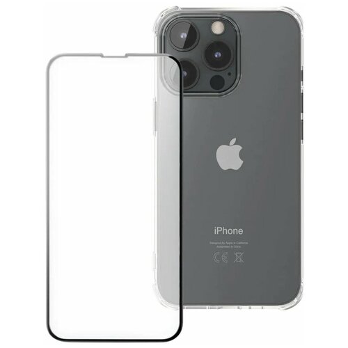 фото Комплект: противоударный чехол + защитное стекло для apple iphone 13 pro / накладка на айфон 13 про / бампер pduspb