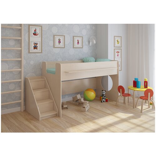 фото Кровать детская легенда 23.2, кровать-чердак с игровой зоной, 180 × 80, венге светлый детская мебель легенда