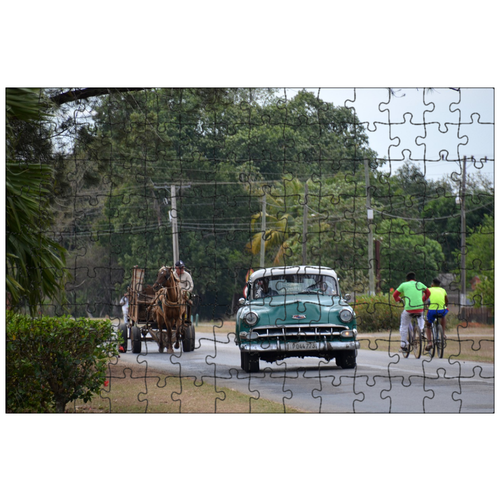 фото Магнитный пазл 27x18см."куба, старинный автомобиль, карибский бассейн" на холодильник lotsprints