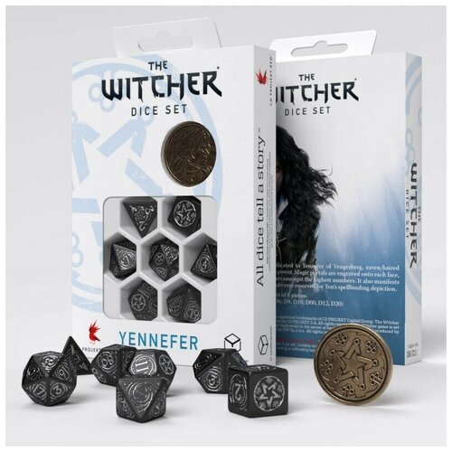 фото Набор кубиков для настольных ролевых игр (dungeons and dragons, dnd, d&d, pathfinder) - the witcher dice set. yennefer - the obsidian star q workshop