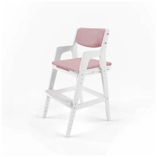 фото Детский растущий стул трансформер для школьников и малышей робин вуди (38 попугаев) белый с подушками "розовый