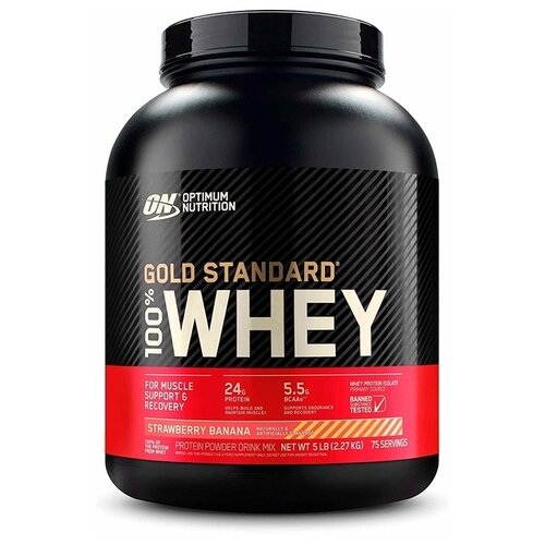 фото Протеин optimum nutrition 100% whey gold standard, 2353 гр., клубника-банан