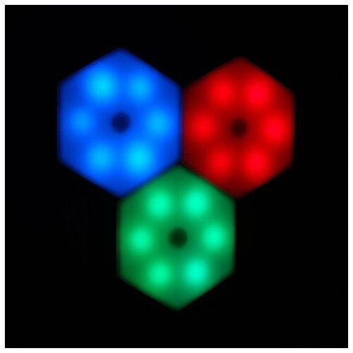 фото Набор светильник сенсорный "соты с пультом" 3 шт, 85х75мм, rgb, 3*ааа luazon lighting