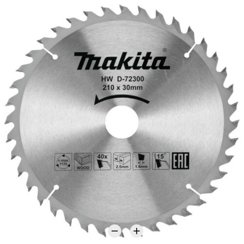 фото Диск пильный makita ф210х30мм 40 зуб. (d-72300)