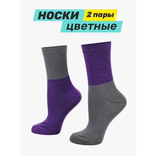 фото Носки big bang socks, 2 пары, размер 35-39, фиолетовый, серый