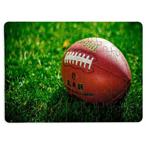 фото Пазлы coolpodarok рекби мяч для рекби американский футбол трава 13х18см 63 эл. магнитный