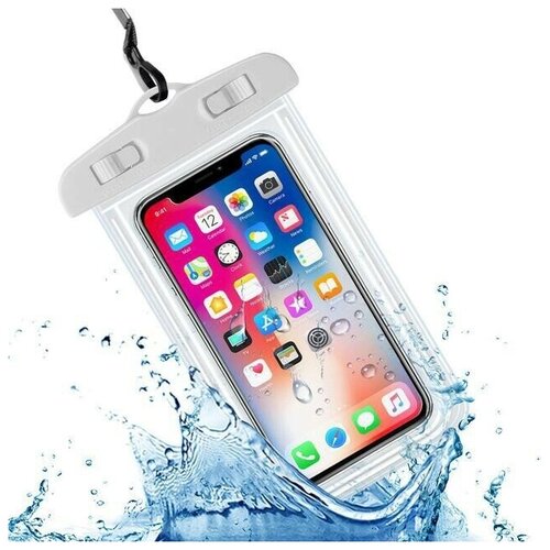 фото Водонепроницаемый непромокаемый герметичный чехол для телефона до 6.7 дюймов, смартфона, для съемки под водой и документов, большой размер xl, светящийся, белый нет бренда