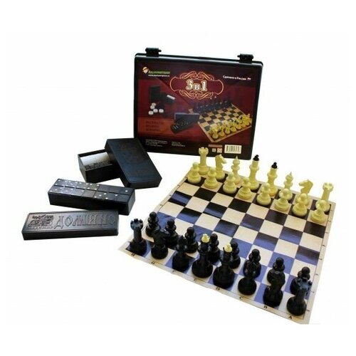 фото Игра 3 в 1 (шашки, домино, шахматы) 03-039 бренд не указан