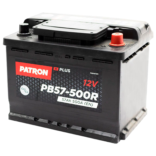 фото Аккумулятор patron plus 12v 57ah 500a etn 0(r+) b13 242x175x190mm 13,1kg