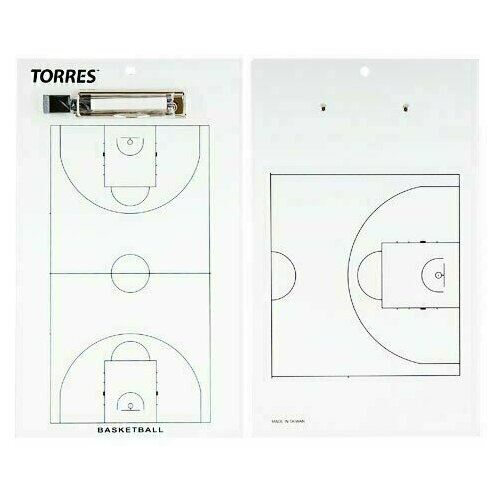 фото Тактическая доска для баскетбола torres, tr1003b, маркерная, с зажимом, в комплекте маркер, белый