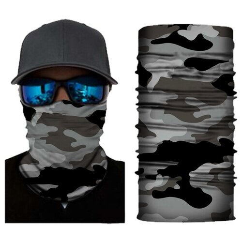 фото Бесшовная бандана-труба, камушляж 10, черно-серый, camouflage, в подарочной упаковке gf 5565