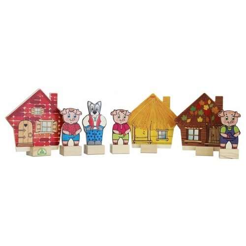 фото Набор деревянных игрушек персонажи сказки три поросенка краснокамская игрушка