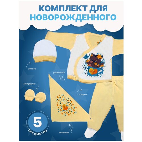 фото Комплект одежды для новорожденных 50-56 размер, 5 предметов/костюм для новорожденных/комплект на выписку forbaby