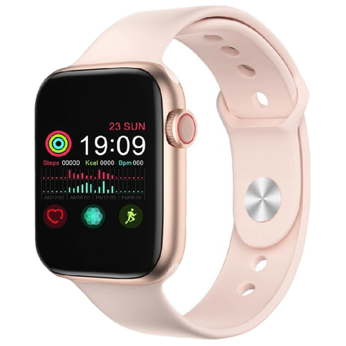 фото Умные смарт-часы smart watch 6 розовые, 44 мм, с функцией измерения пульса, с шагомером / наручные, водонепроницаемые ip67