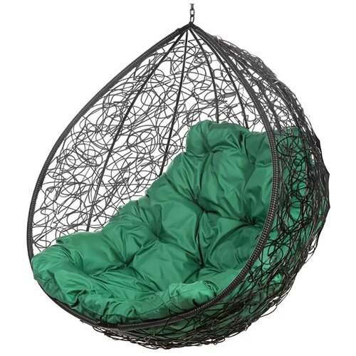 фото Кресло подвесное ювимет "gemini promo", черное, без стойки, зеленая подушка