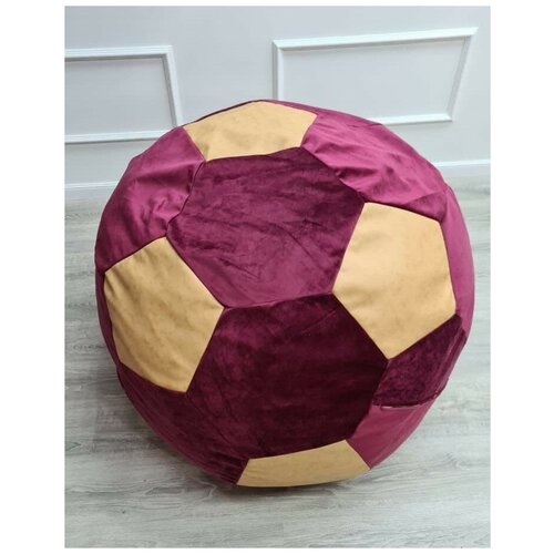 фото Кресло-мешок "футбольный мяч" gordvell, экокожа/велюр искусственный, бордово-золотой