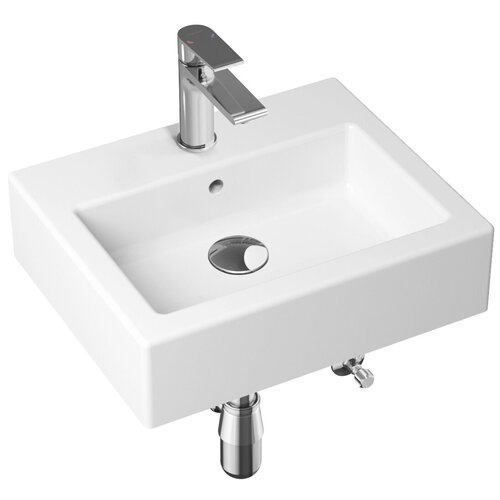 фото Комплект 5 в 1 lavinia boho bathroom sink 21510375, накладная фарфоровая раковина 50.5 см, смеситель, латунный сифон, донный клапан quick-clac, угловые вентили 2 шт.