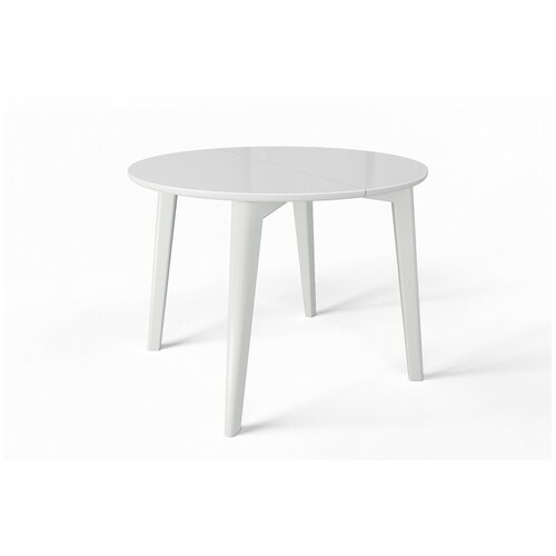 фото Evita/стол оскар стекло белое,ноги белые/стол на четырёх ногах/стол круглый/стол раздвижной/стол светлый/стол для кухни/стеклянная столешница/стол обеденный/стол белый